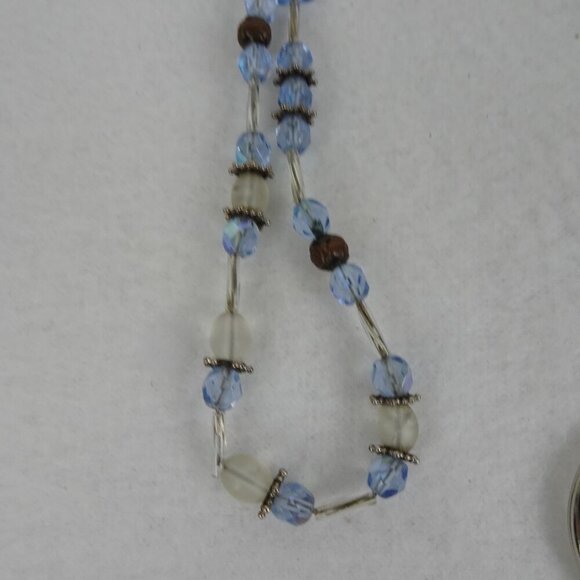 Handcrafted Beaded Lanyard Blue Glass Beads Colors of the Sea and Sky - Picture 3 of 8
